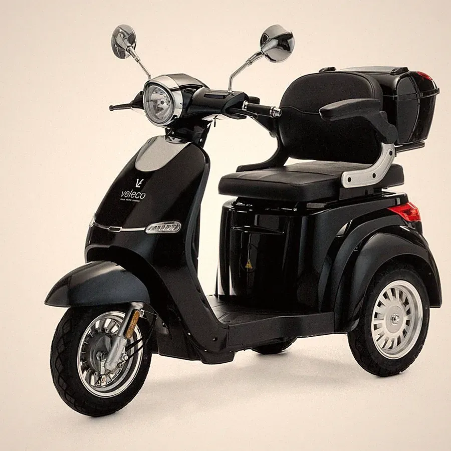 Seniorenmobil 3-Rad Elektromobil ElektroRoller 1000W VELECO CRISTAL SCHWARZ