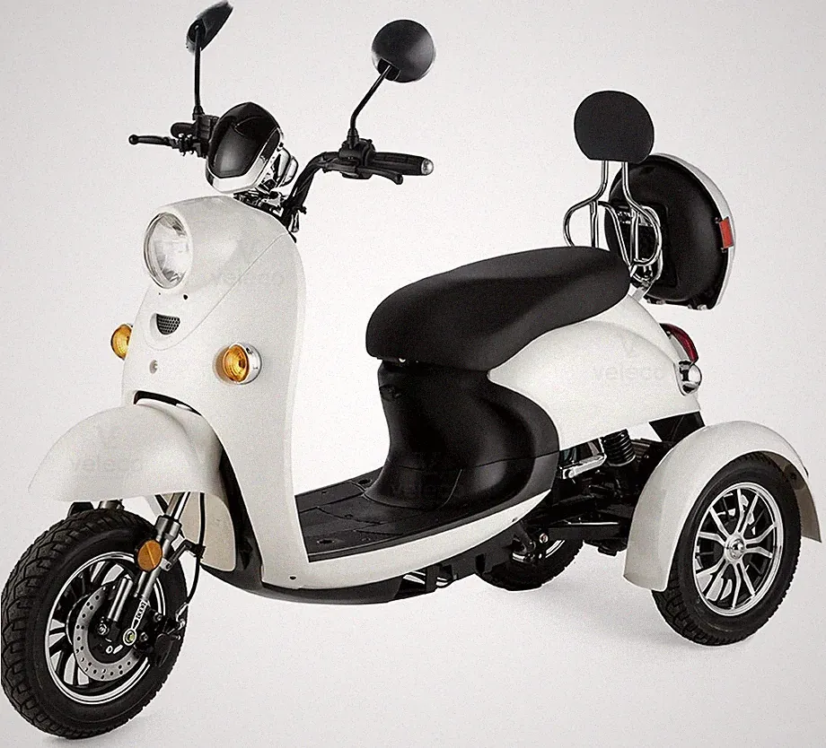 Seniorenmobil Dreirad Retro Roller Elektromobil 650W VELECO ZT63 Weiß