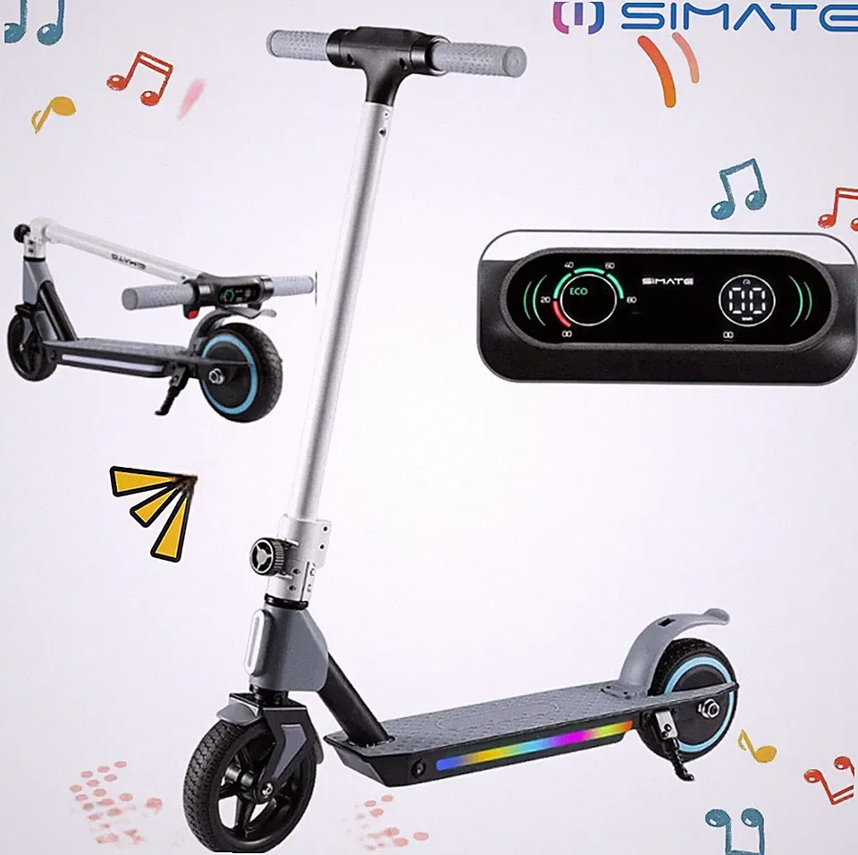 Simate E-Scooter Kinder Elektro-Scooter 130W Klappbar Elektroroller LED-Anzeige
