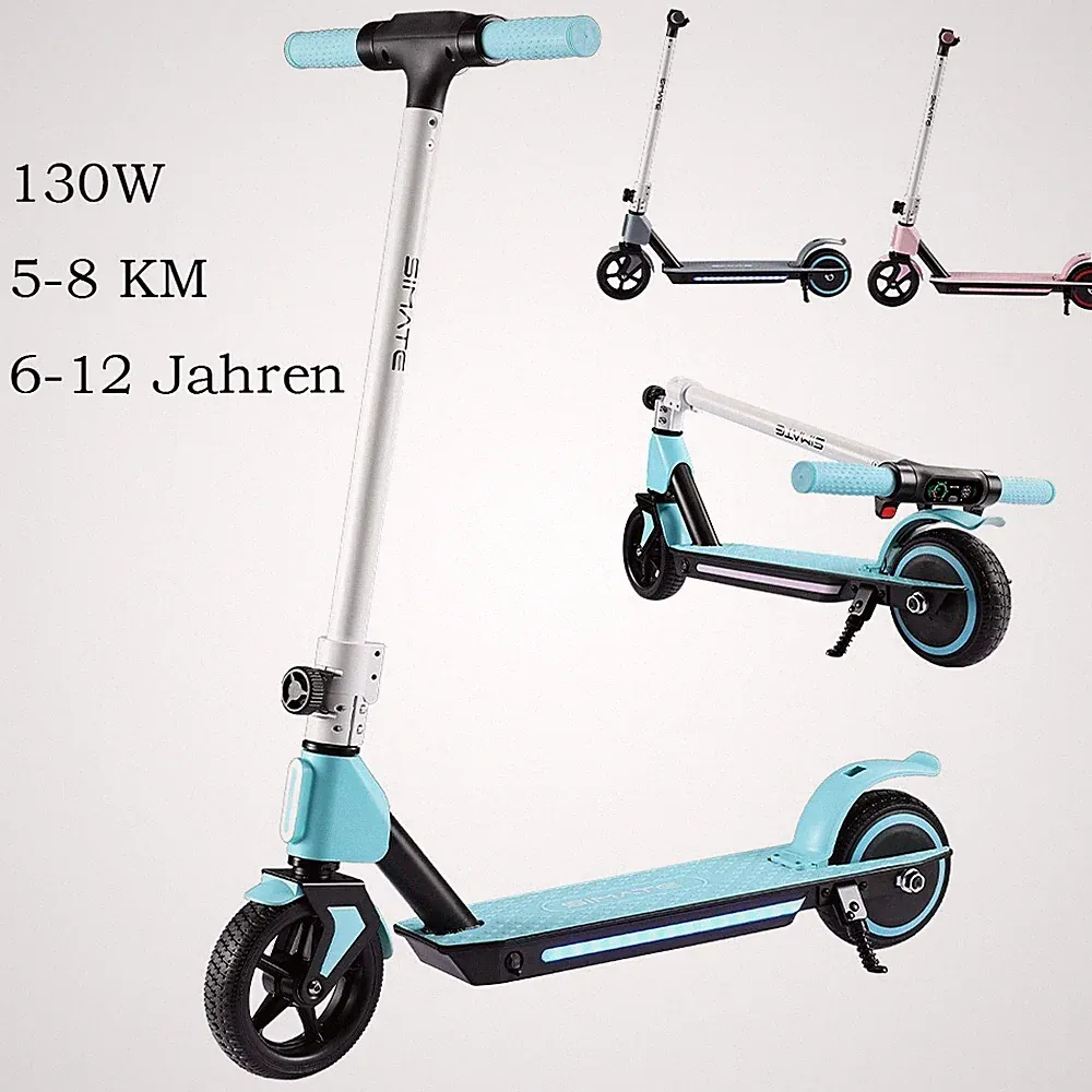 SIMATE Elektroroller für Kinder 130W 8KM Faltbar Elektro Roller 6-12 Jahren NEU