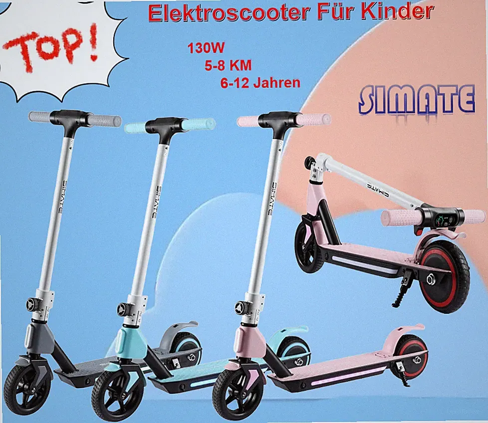 SIMATE S2 Elektroscooter Für Kinder 130W 8KM E-Scooter Kinderroller 6-12 Jahren