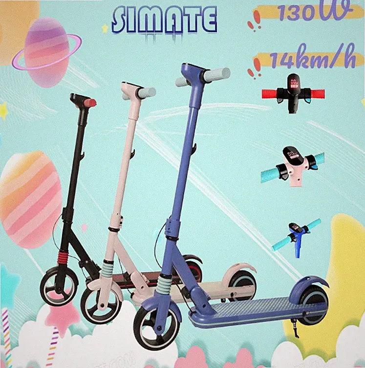 SIMATE S3 Kinderroller 130W 14KM/H LED Elektroroller für Kinder Klappbar 6.5Zoll