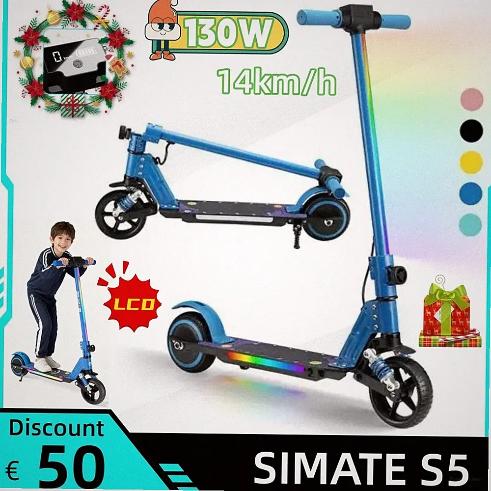 SIMATE S5 130W Elektroscooter Kinder 14KM/H E Scooter LCD Klappbar Kinderroller