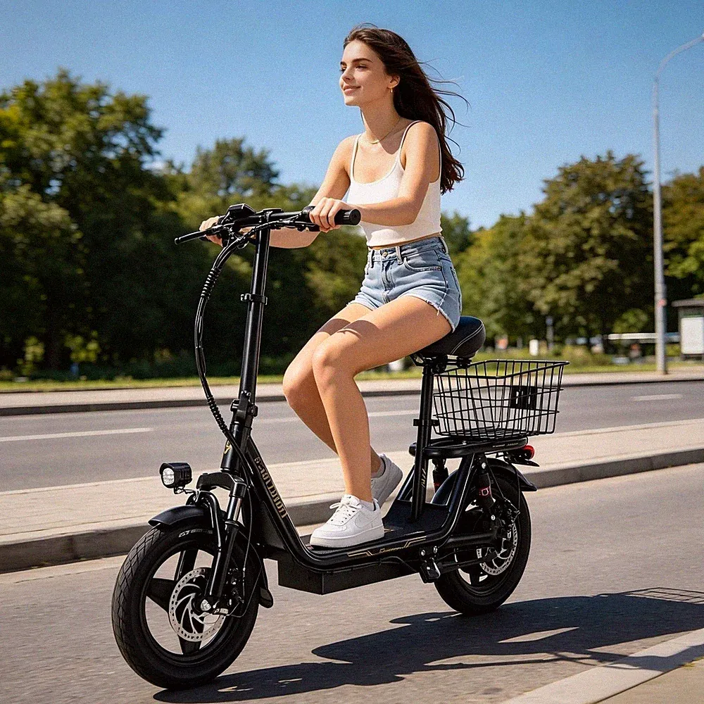 SINOHON 14 Zoll Klapprad Elektroroller mit korb 500W 560Wh E-Scooter 120KG