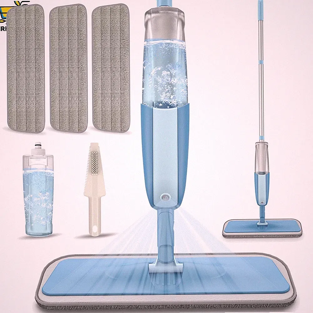 Sprühwischer mit 360° Drehung und 3 Mikrofaser-Pads für alle Böden