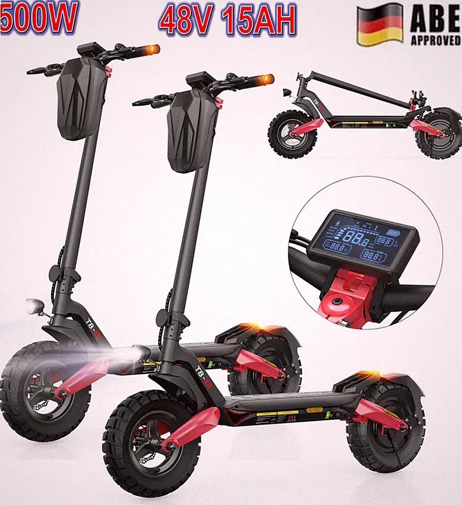 T8 500W Elektroroller ABE 10" E-Scooter Offroad 48V15AH APP mit Straßenzulassung