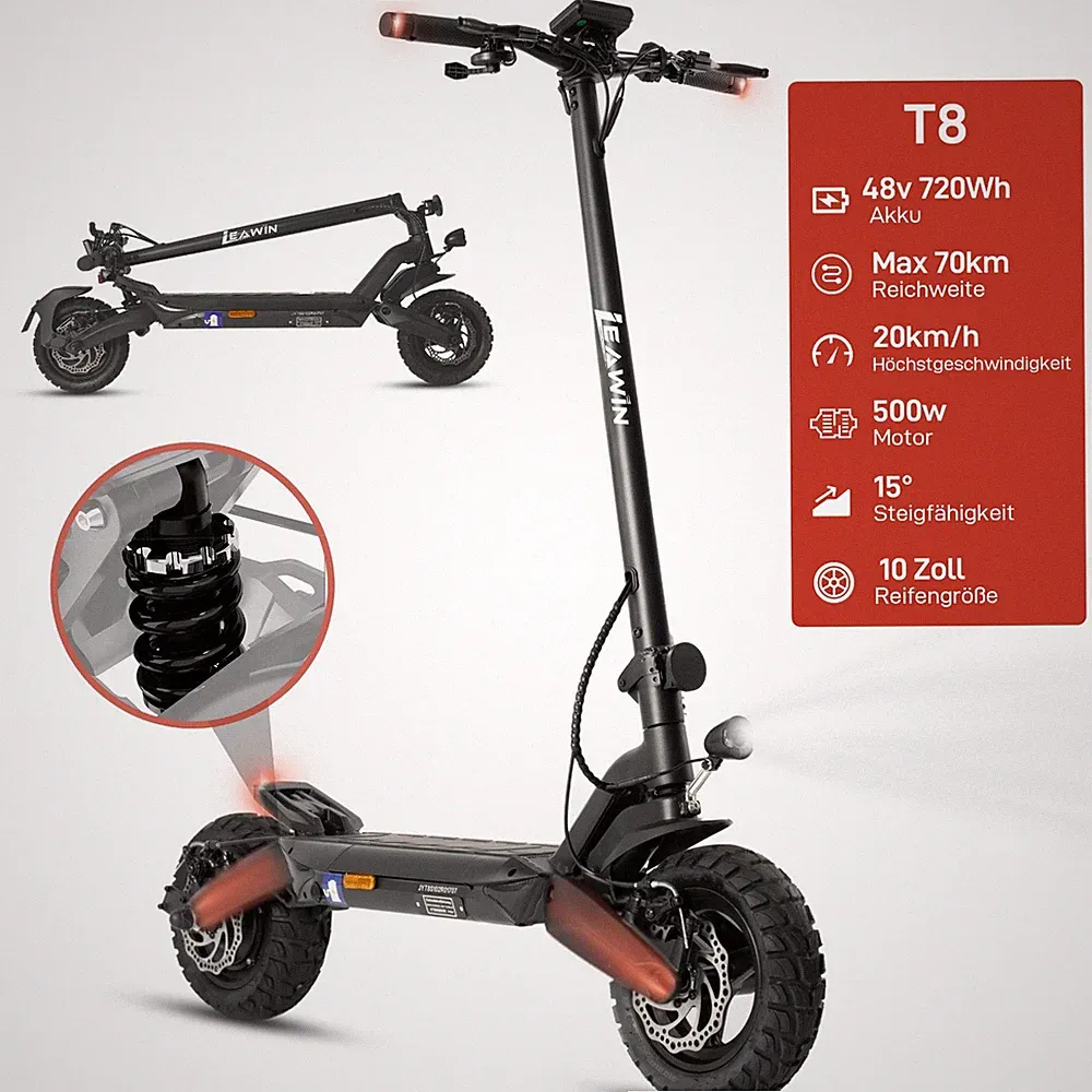 T8 E-Scooter 10" 500W Electric Scooter Elektroroller Straßenzulassung Mit ABE