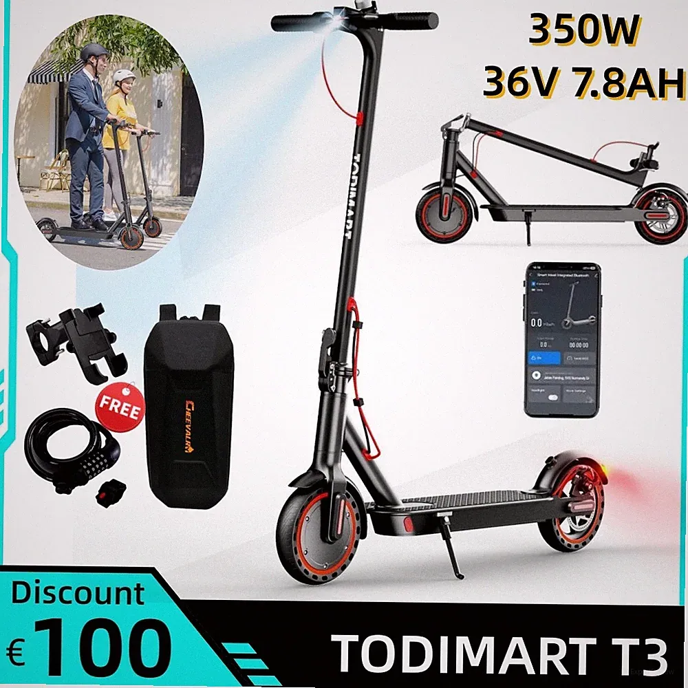 TODIMART 350W Elektroroller 36V7.8AH E-Scooter 25km Klappbar Off-road E-Roller