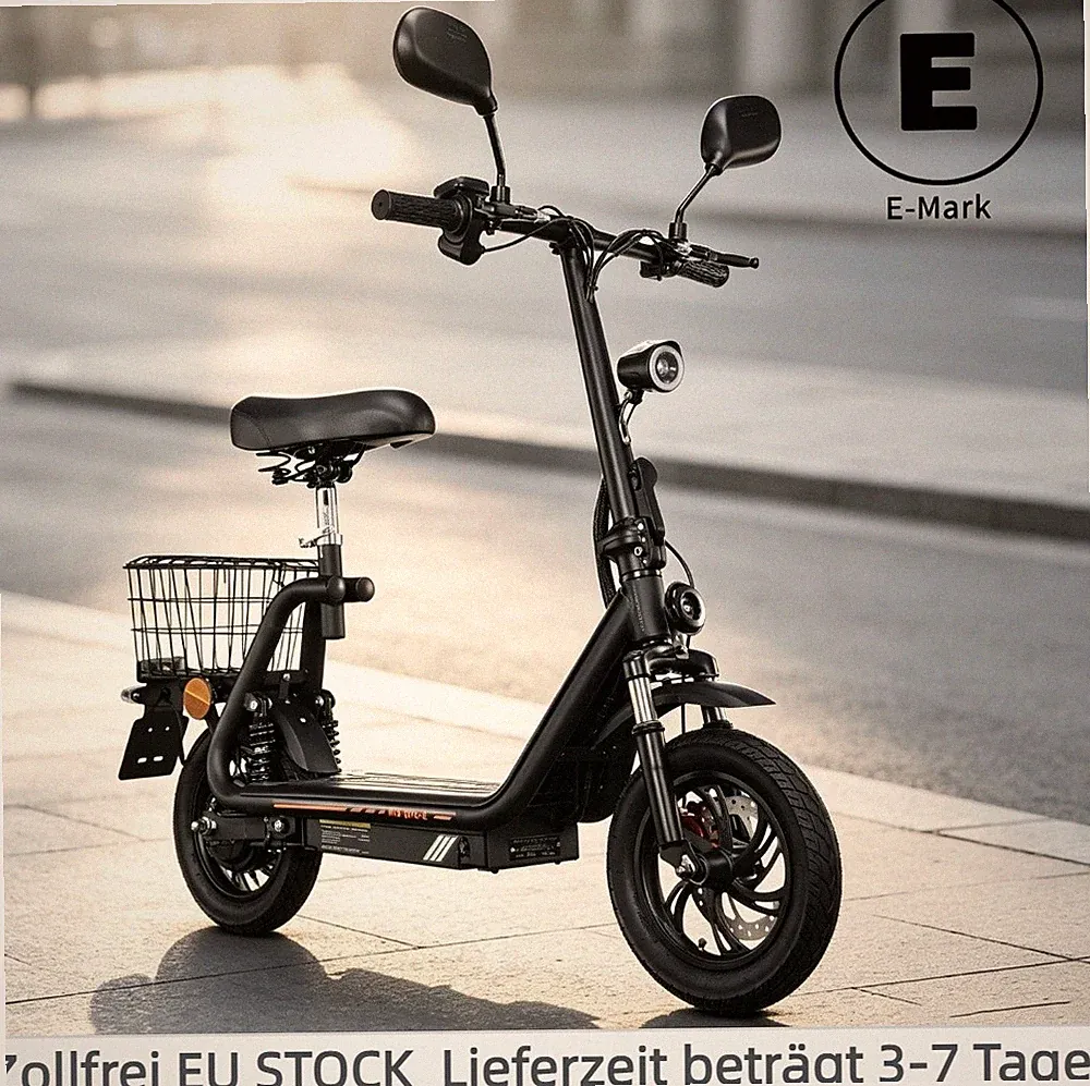 TWOFISH 12 Zoll Elektroroller 48V 13AH Mit Straßenzulassung&EEC Scooter mit Sitz