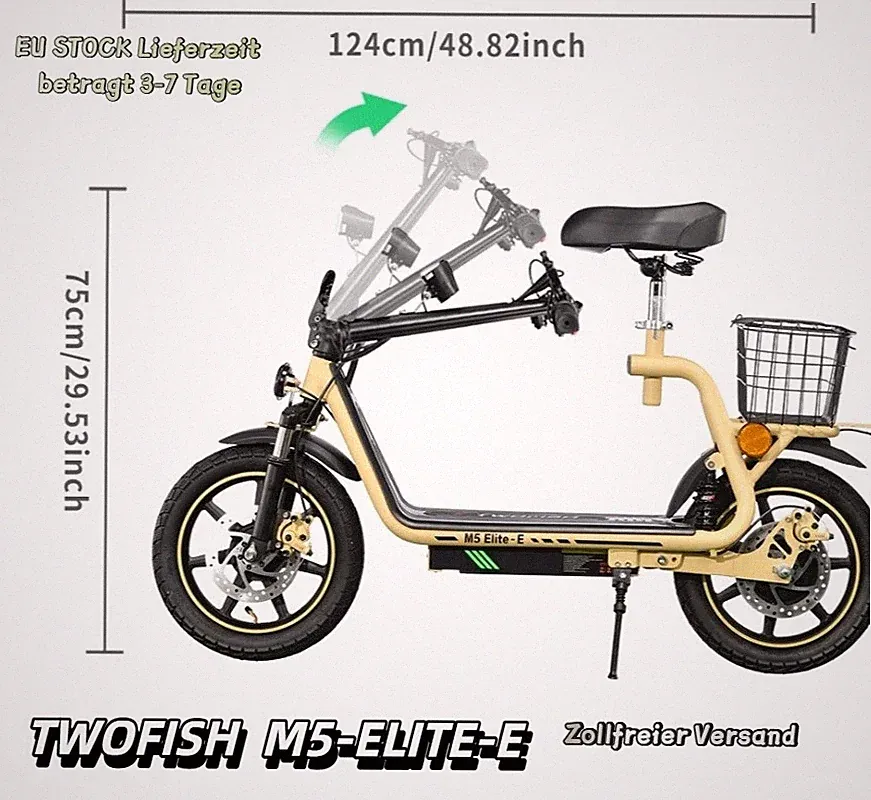 TWOFISH M5 Elektroroller Mit Straßenzulassung14" Elektro-Roller Mit Sitz 48V13AH