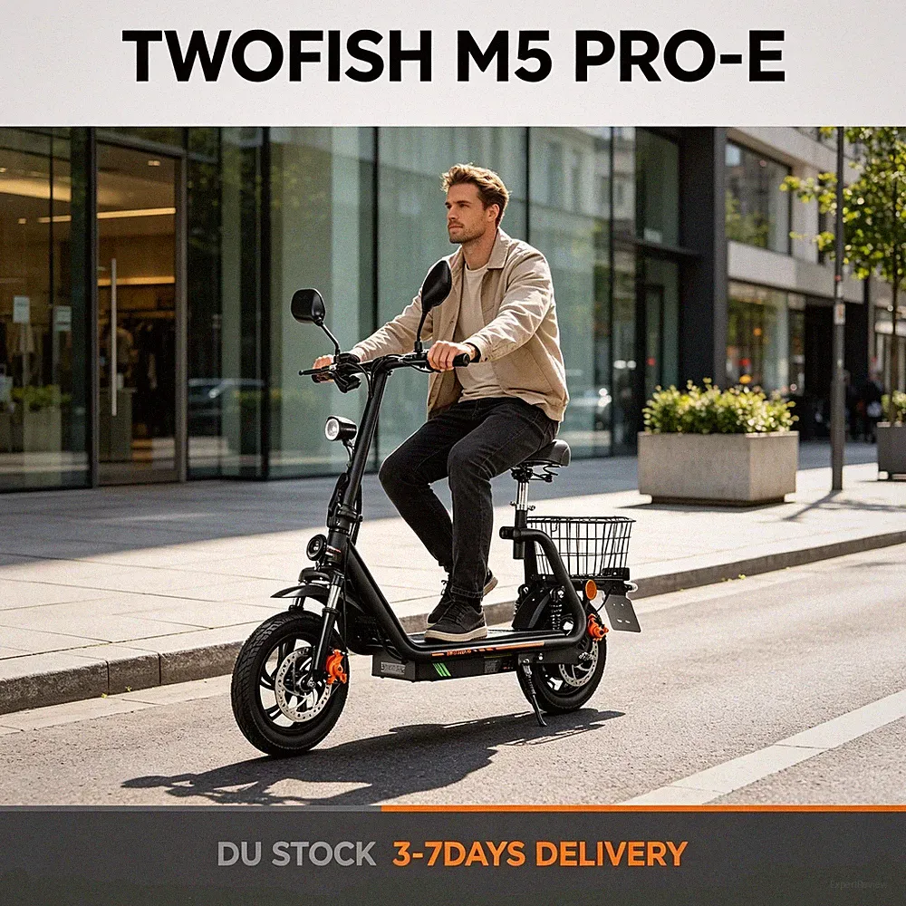 TWOFISH M5 PRO-E 12" Elektroroller 48V13AH Mit Straßenzulassung Scooter mit Sitz