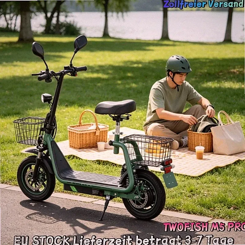 TWOFISH M5PRO 48V 13AH Mit Straßenzulassung 12" Elektroroller mit Sitz E-Scooter
