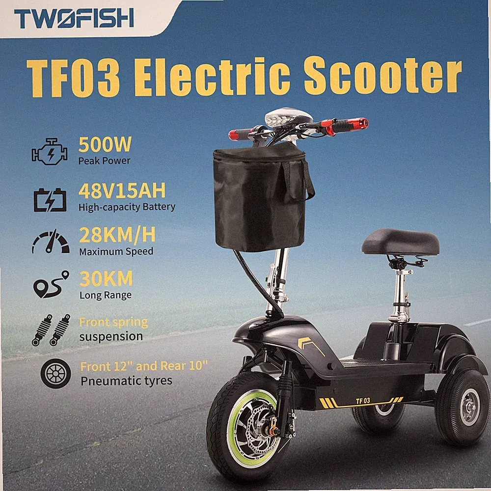 TWOFISH TF03 Elektroroller with Removable Seat, 500W Motor, 48V 15Ah 28km/h