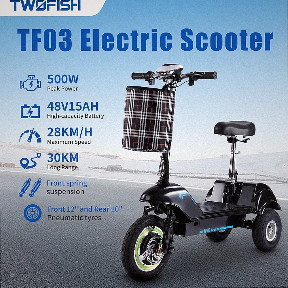 TWOFISH TF03 Elektroroller with Removable Seat, 500W Motor, 48V 15Ah Bis 30 km