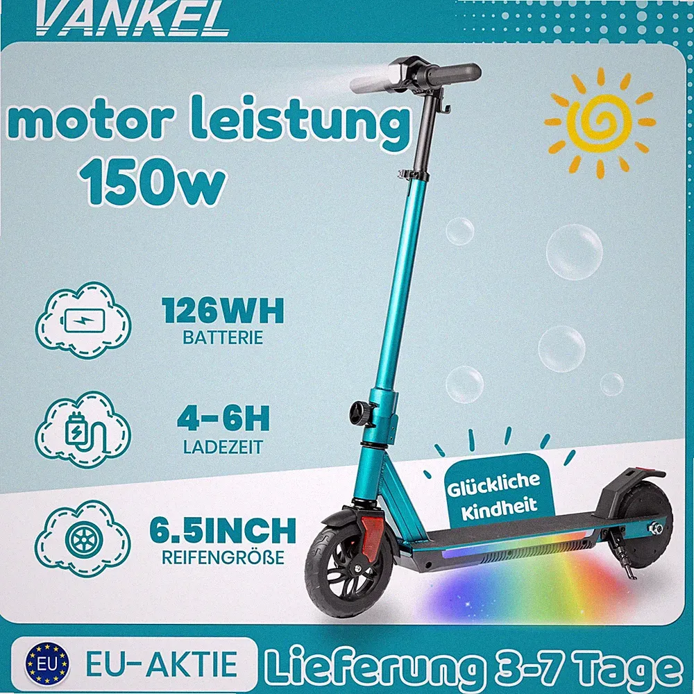 Vankel S31 Faltbarer Elektroroller, Kinder Escooter mit 3-fach höhenverstellbar