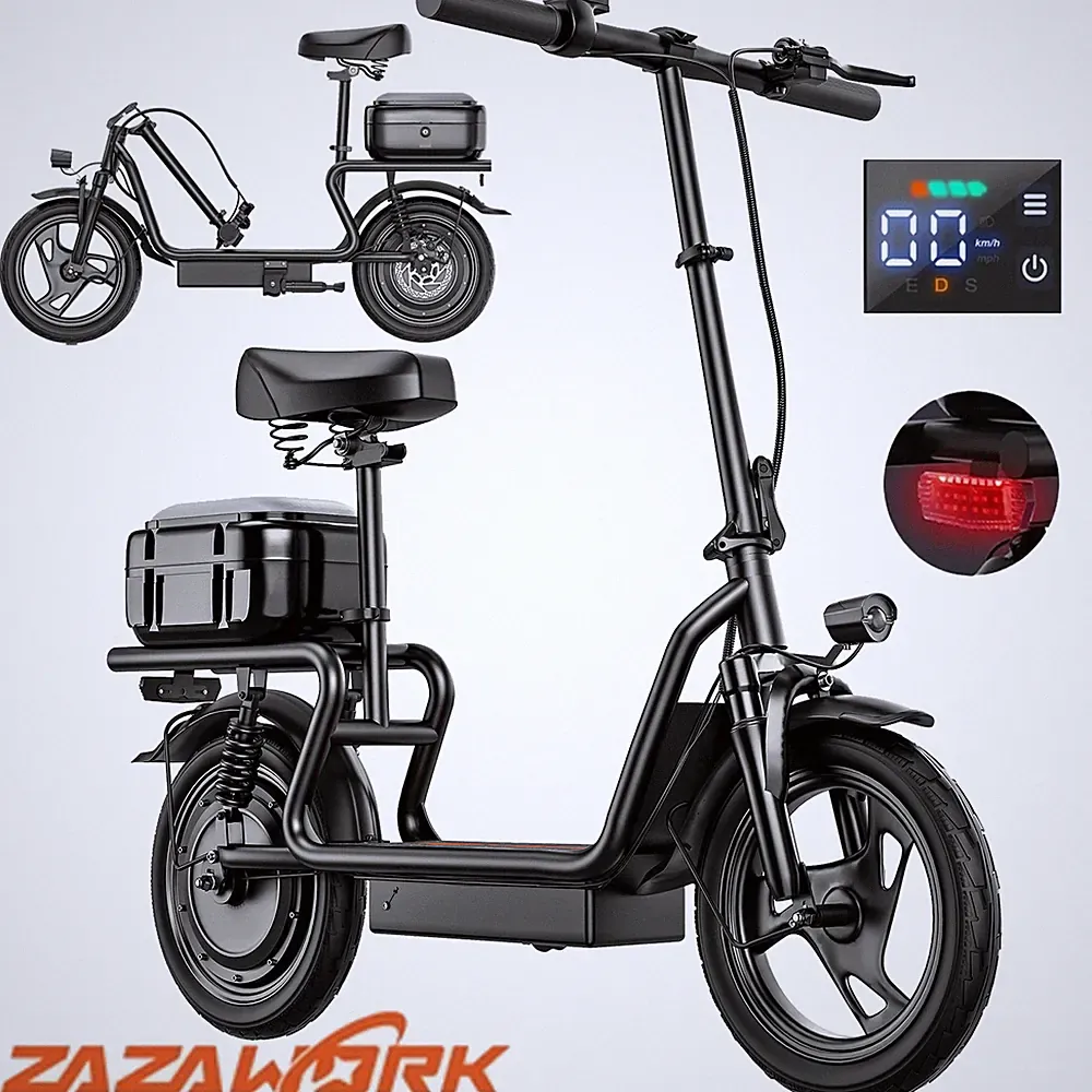 ZAZAWORK X14 800W Elektroroller 48V 15Ah mit Korb Klappbarer Elektroroller 45KM